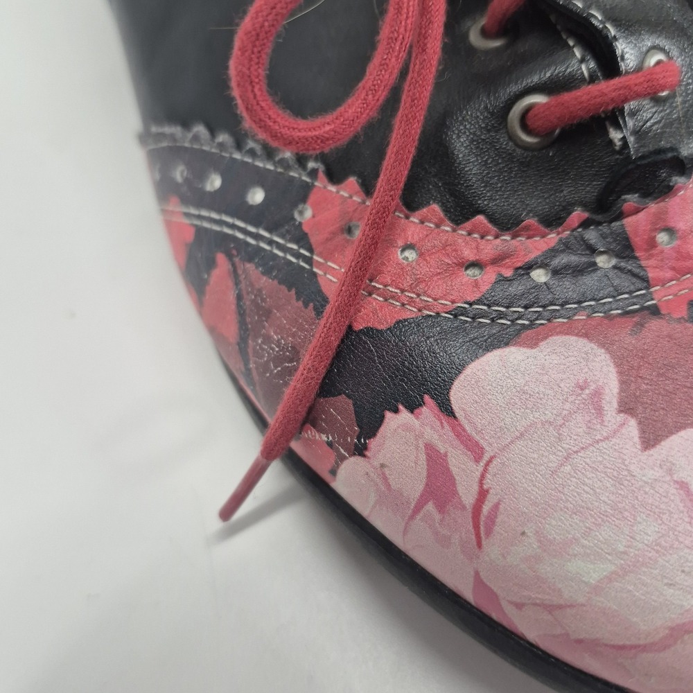John Fluevog Erika Brogued Oxford Red Black Pink Leather Size 8.5 - Picture 8 of 16